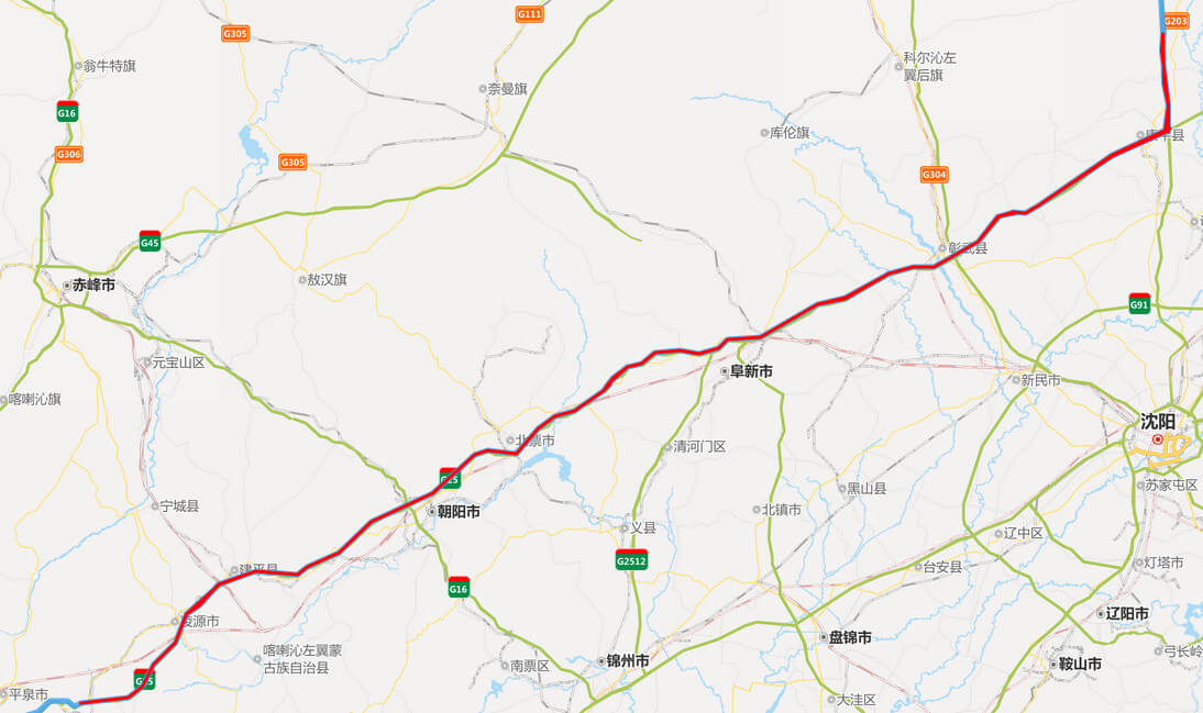 長（zhǎng）深高（gāo）速公路地圖-遼寧段