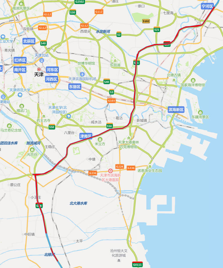 長深高速公路地圖-天津段