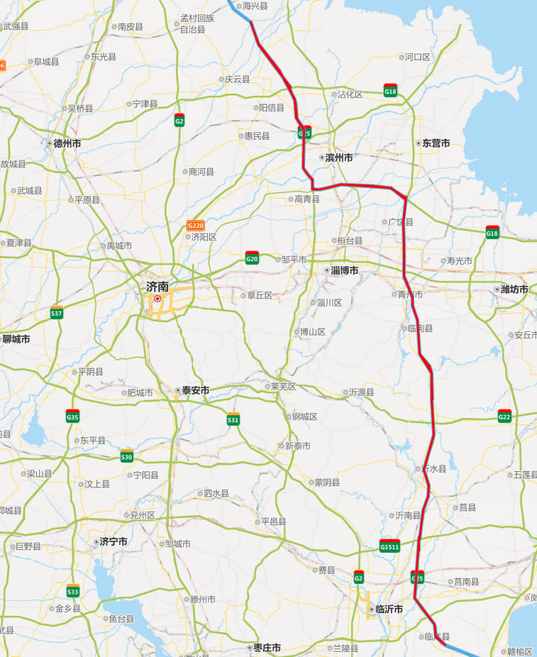 長（zhǎng）深高速公路地圖-山東（dōng）段（duàn）